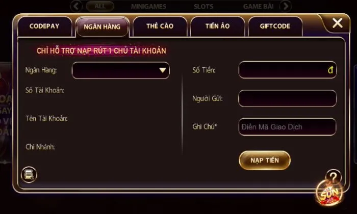 Game online Sunwin Giao dịch nạp và rút tiền tại Game online Sunwin thuận tiện